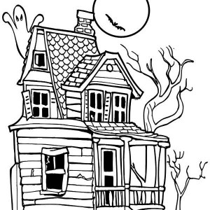 Two Stories Haunted House in Houses Coloring Page: Two Stories ...