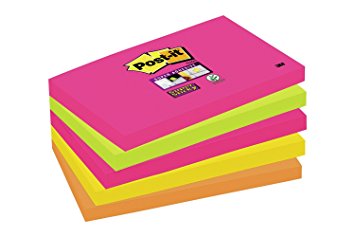 Post it Notes 76mm x 127mm Super Sticky Note Pad, Pink, Green ...
