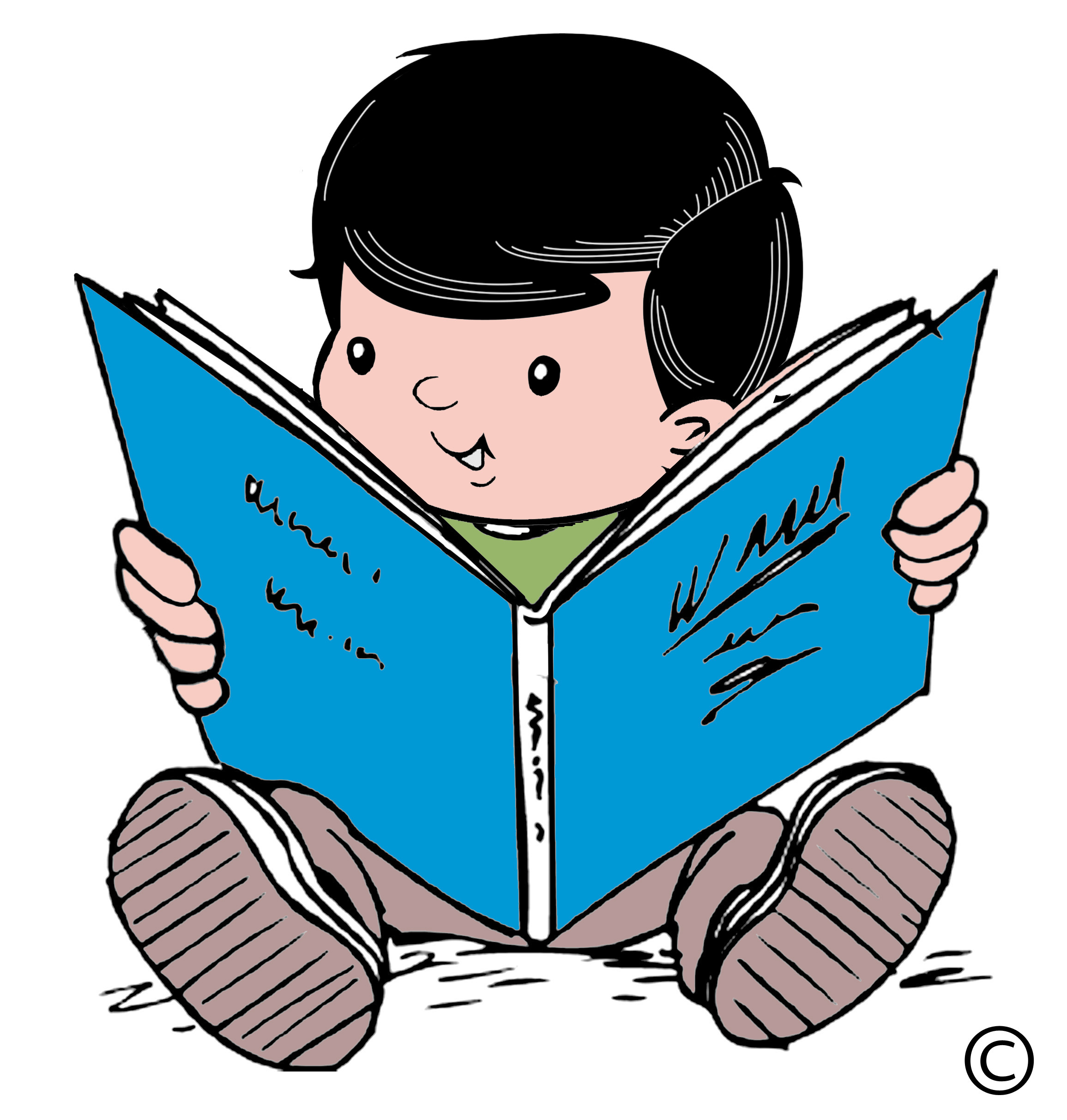 Free clipart child reading book