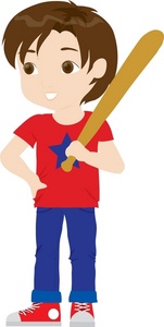 Boy Clipart Image - clip art image of a boy holding a baseball bat