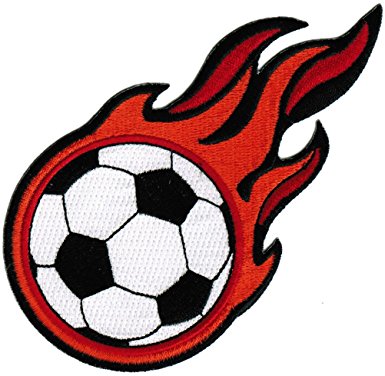 Flaming Soccer Ball Patch Embroidered World Cup Iron-On Football ...