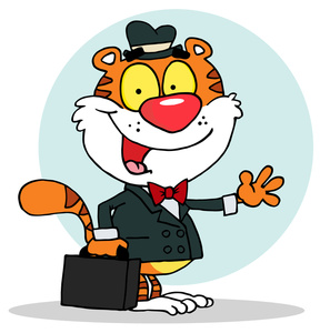 Work Clipart Image - Tiger Businessman Heading for Work