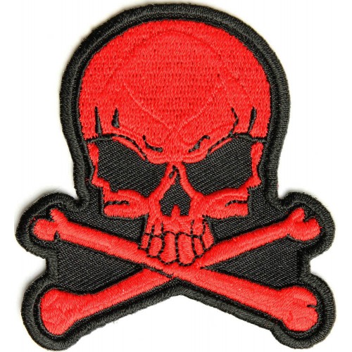 Small Red Skull and Cross Bones Biker PATCH | Skull Patches ...