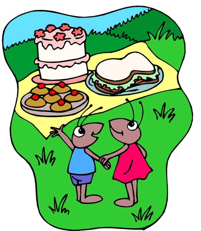 Picnic at park table clipart