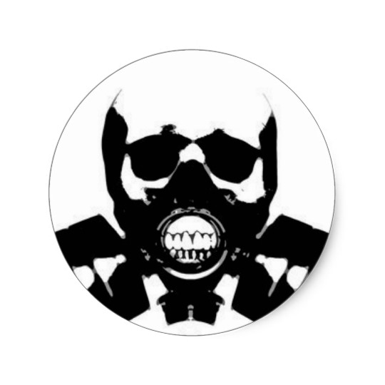 skull-gas-mask-bones classic round sticker | Zazzle