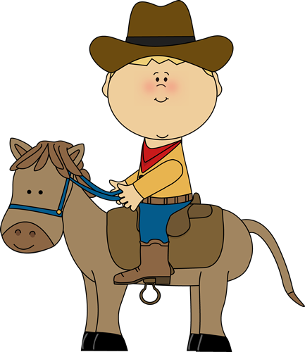 Boy horseback riding clipart