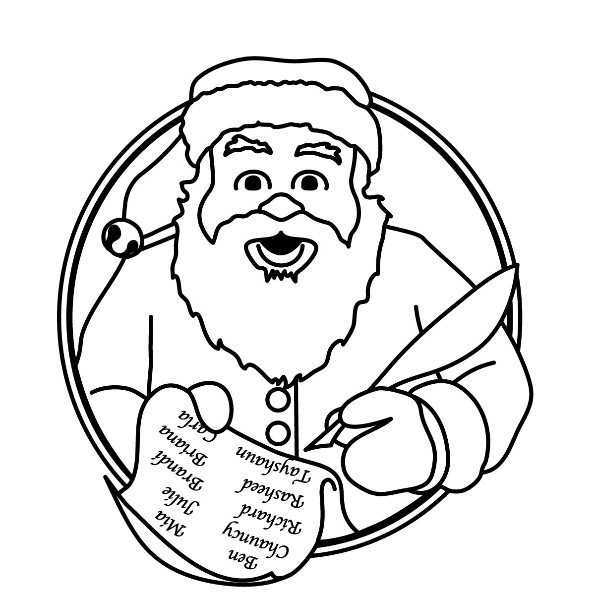 Santa Black And White Clipart