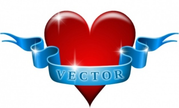 Heart And Ribbon clip art | Download free Vector