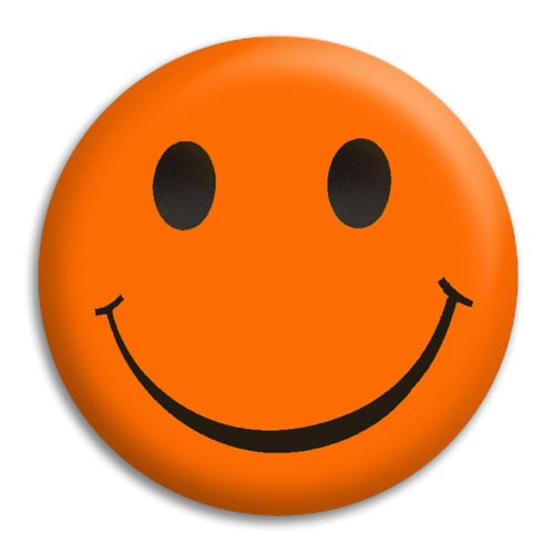 Smiley Orange Button Badge