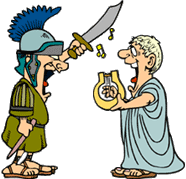 Roman Joke/Cartoon -- Articles in Ancient Copy of "Roman Digest"
