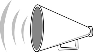 Megaphone Clipart Image - White Megaphone with Sound Waves