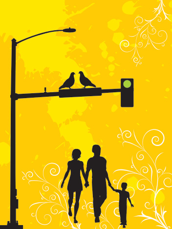 A Family Walk In The City - Vector Graphic by DryIcons