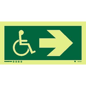 Direction Signs (Photoluminescent, rigid PVC) Disabled symbol with ...