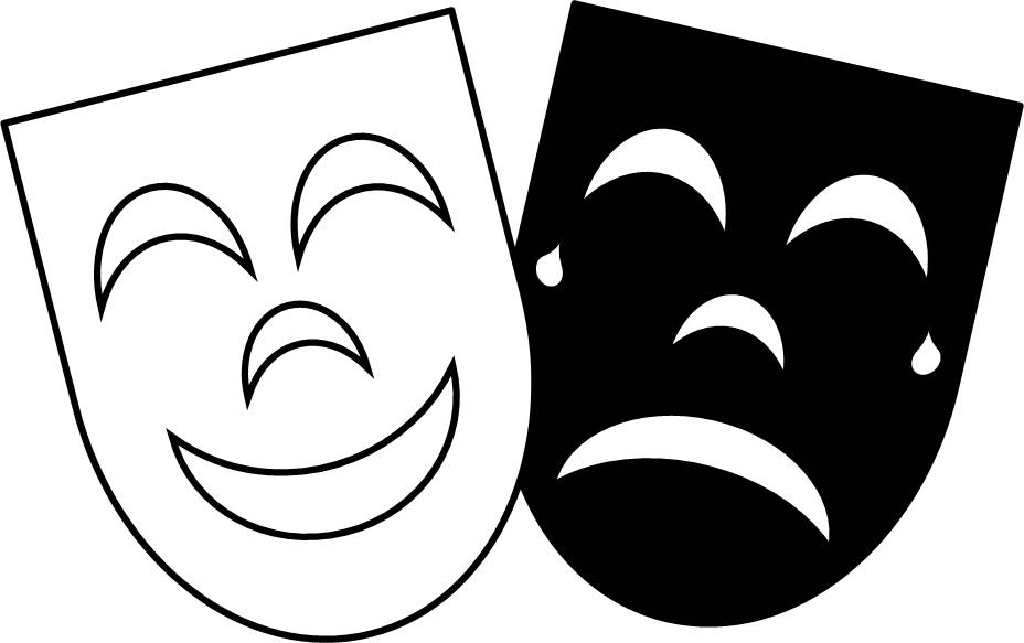 Tragedy comedy masks clipart