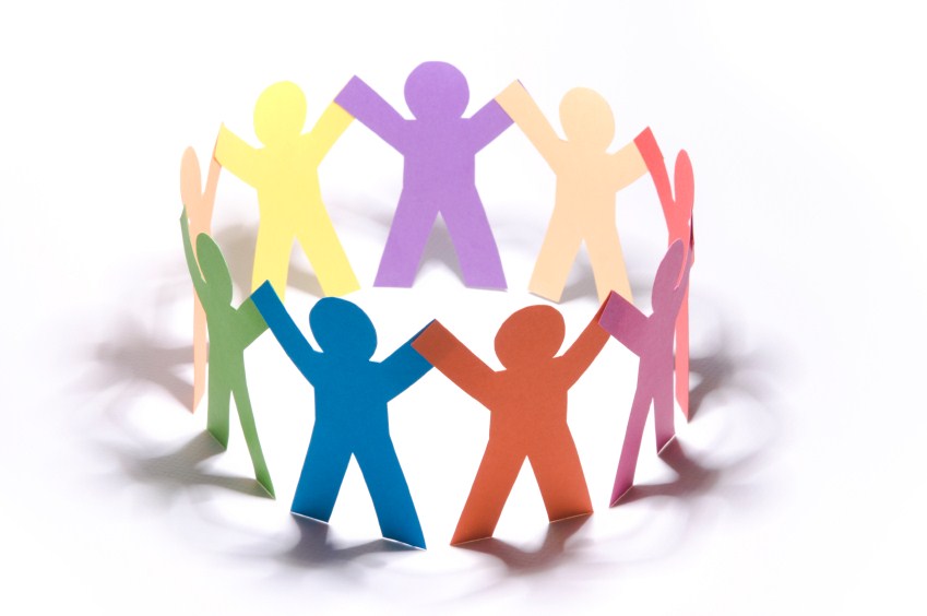 Circle of people holding hands clipart