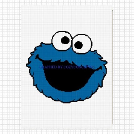 FACE OF COOKIE MONSTER CROCHET PATTERN GRAPH AFGHAN | CozyConcepts ...