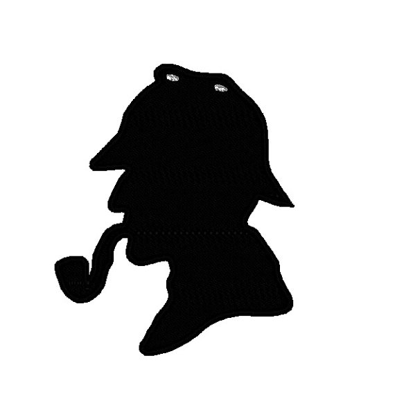 Sherlock Holmes Silhouette Applique Head. Instant by DChaseDesigns