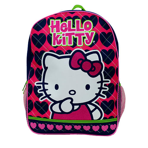Hello Kitty Back Pack - Pink, Green and Navy Blue Hearts | ToysRUs