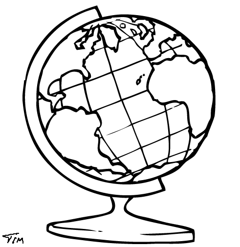Globe Black And White Outline - Free Clipart Images