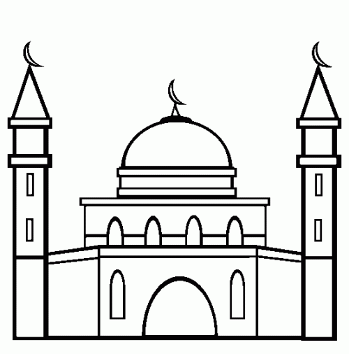 Mosque clipart black and white
