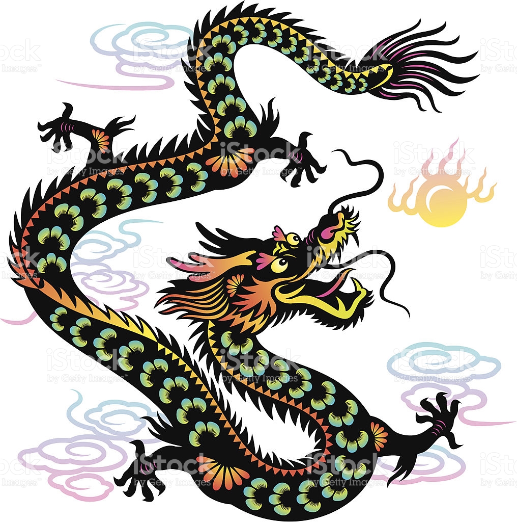 Year Of The Dragon Colorful Papercut Art stock vector art ...