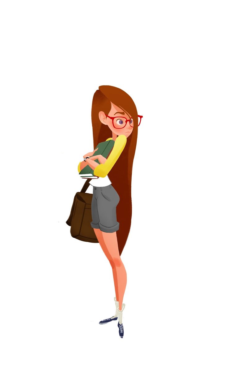 Cute Nerd Girl Cartoon 