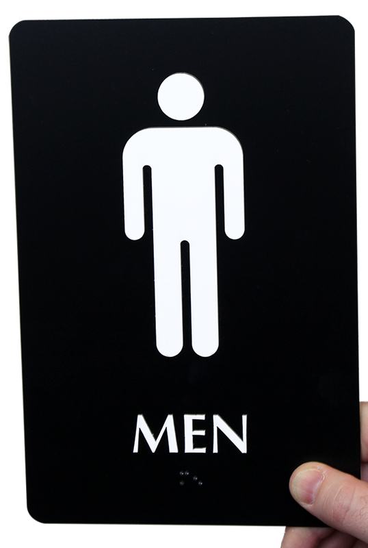 9in. x 6in. Men Bathroom Braille Sign, SKU - SE-1773-COLOR