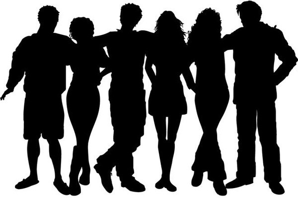 Vector silhouettes group of friends Free vector in Encapsulated ...