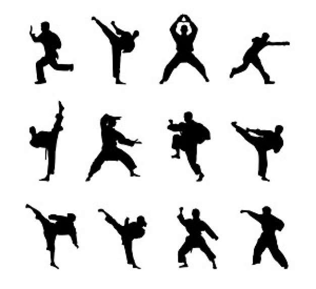 Kung fu martial arts icon material silhouette figures | Download ...