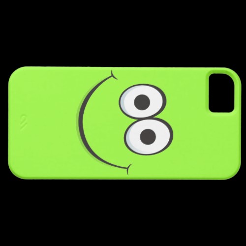 Smiling green happy cartoon smiley face funny iPhone 5 case ...