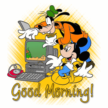 Good Morning - Goofy Mick fishtank PC good Morning - I-Love Disney.