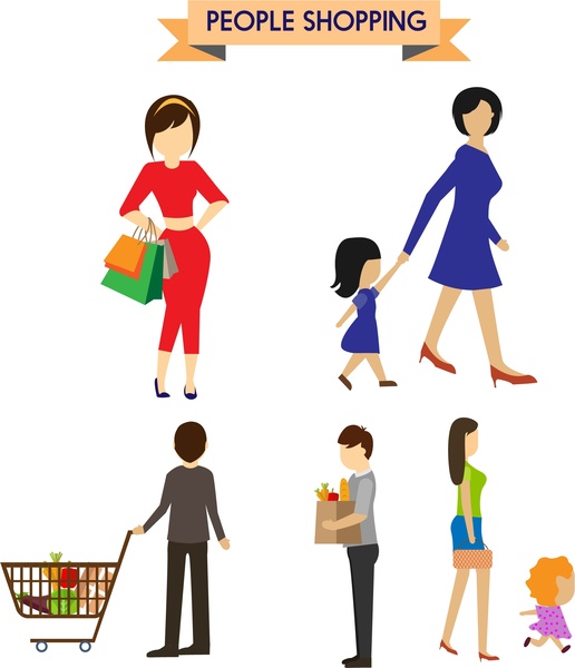 People shopping vector free vector download (7,025 Free vector ...