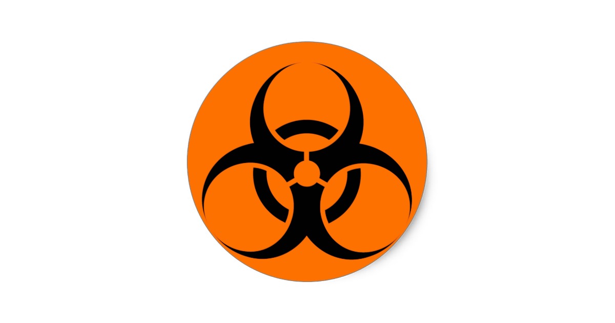 Bio Hazard or Biohazard Sign Symbol Warning Orange Classic Round ...