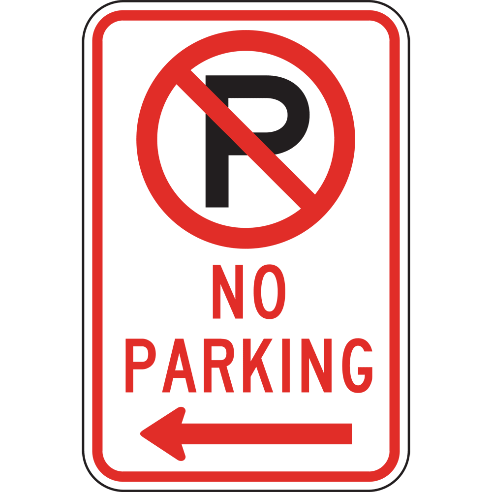 No Parking Symbol Sign with Left Arrow PKE-20020 Parking Not Allowed