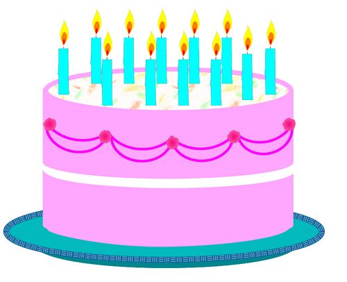 Birthday cake with candles for 11 year old boy clipart