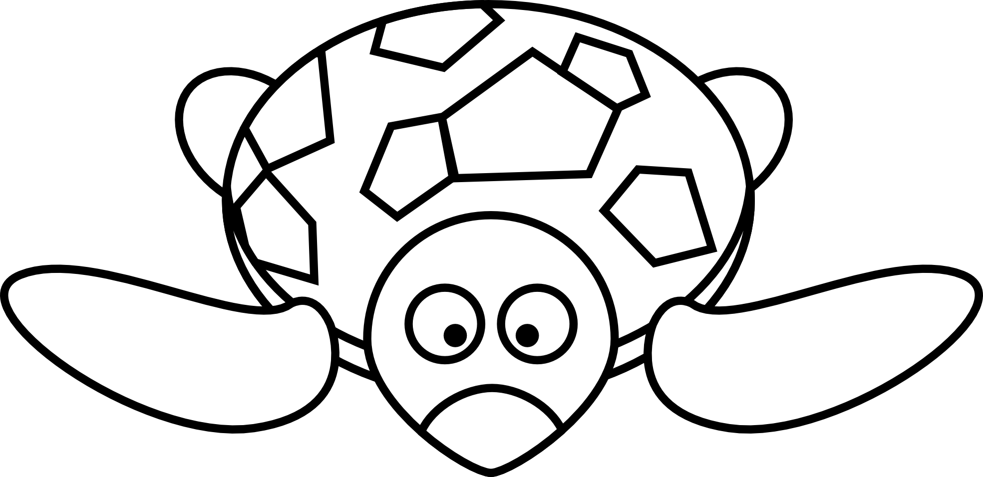 Cute Turtle Black And White Clipart
