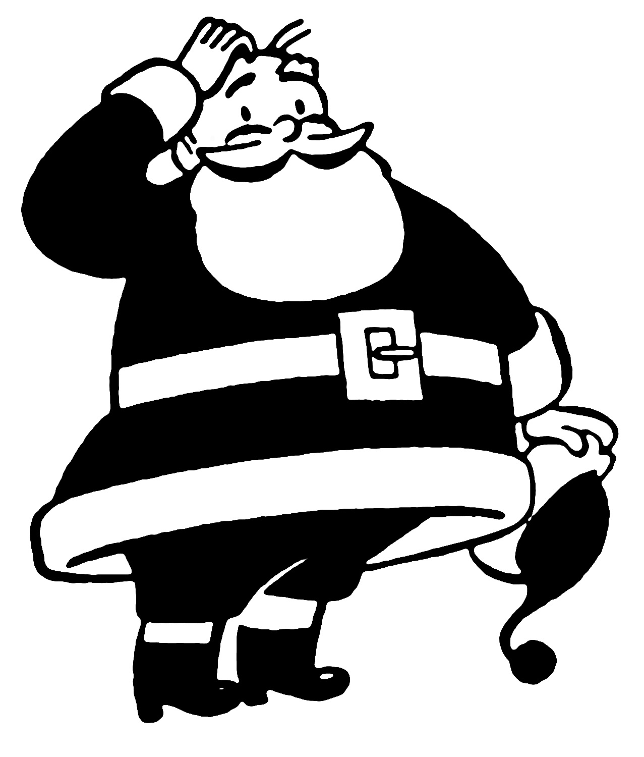 Retro santa black and white clipart