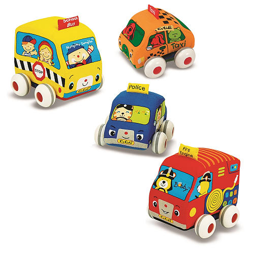 Melissa & Doug K's Kids Pull-Back Vehicle Set - Soft Baby Toy Set ...