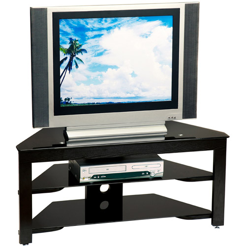 Designs2Go Black Glass and Wood TV Stand - Walmart.