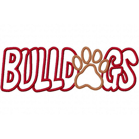 Bulldogs with a Paw Print Embroidery Machine Applique by kayelee