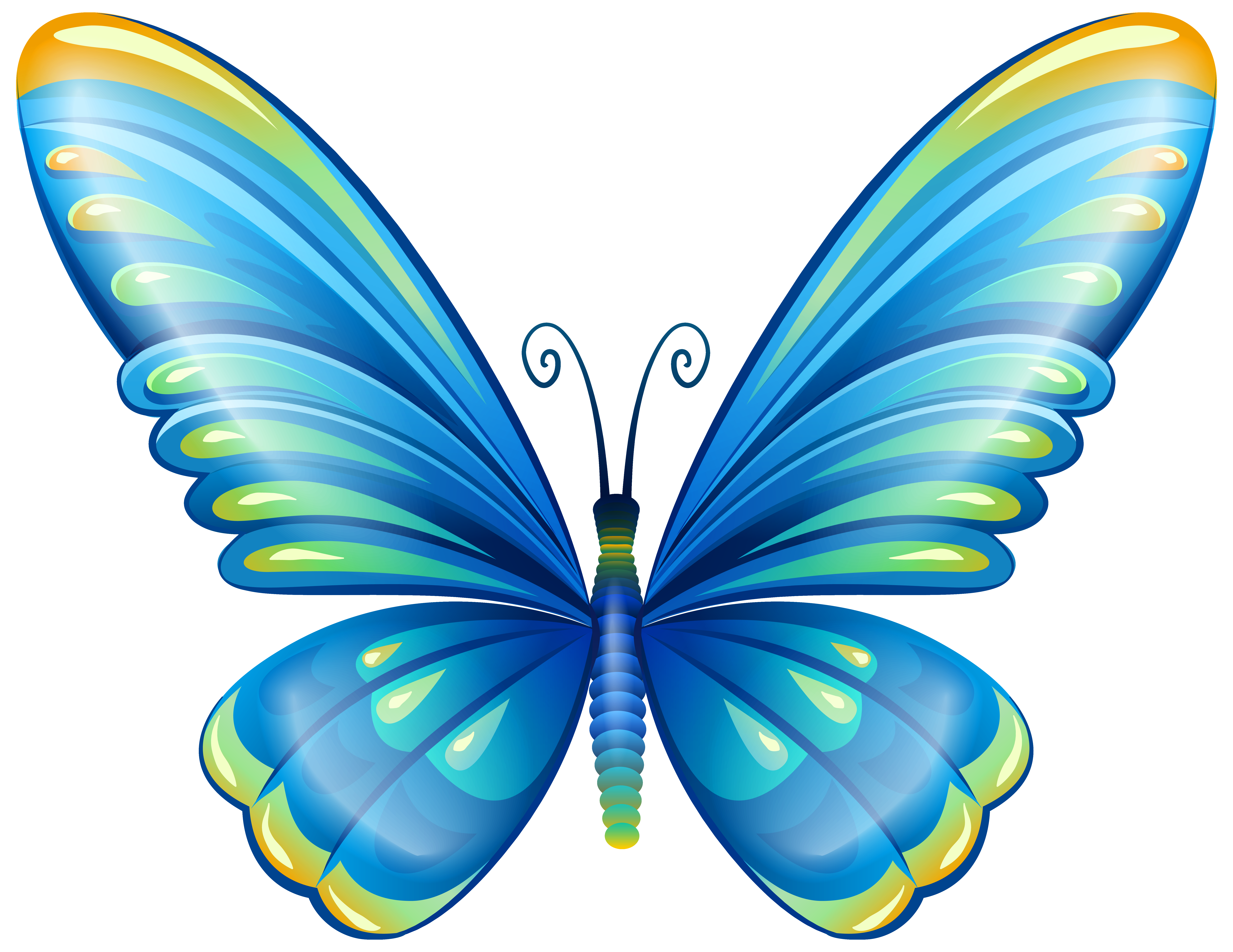 Large Art Blue Butterfly PNG Clip Art Image