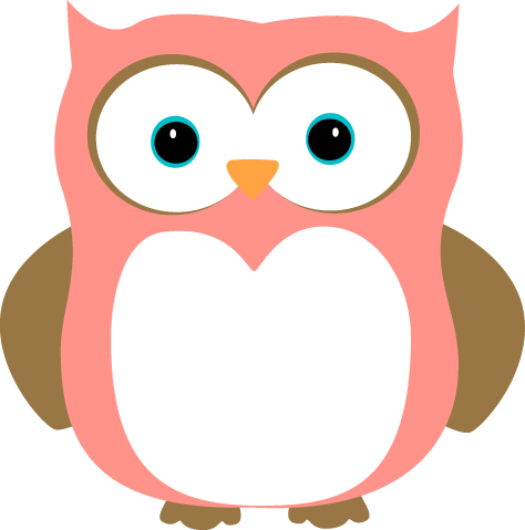 Pink and brown owl clipart