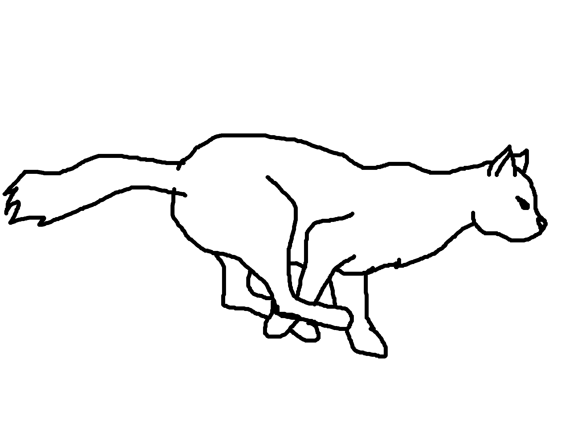 Realistic running cat lineart