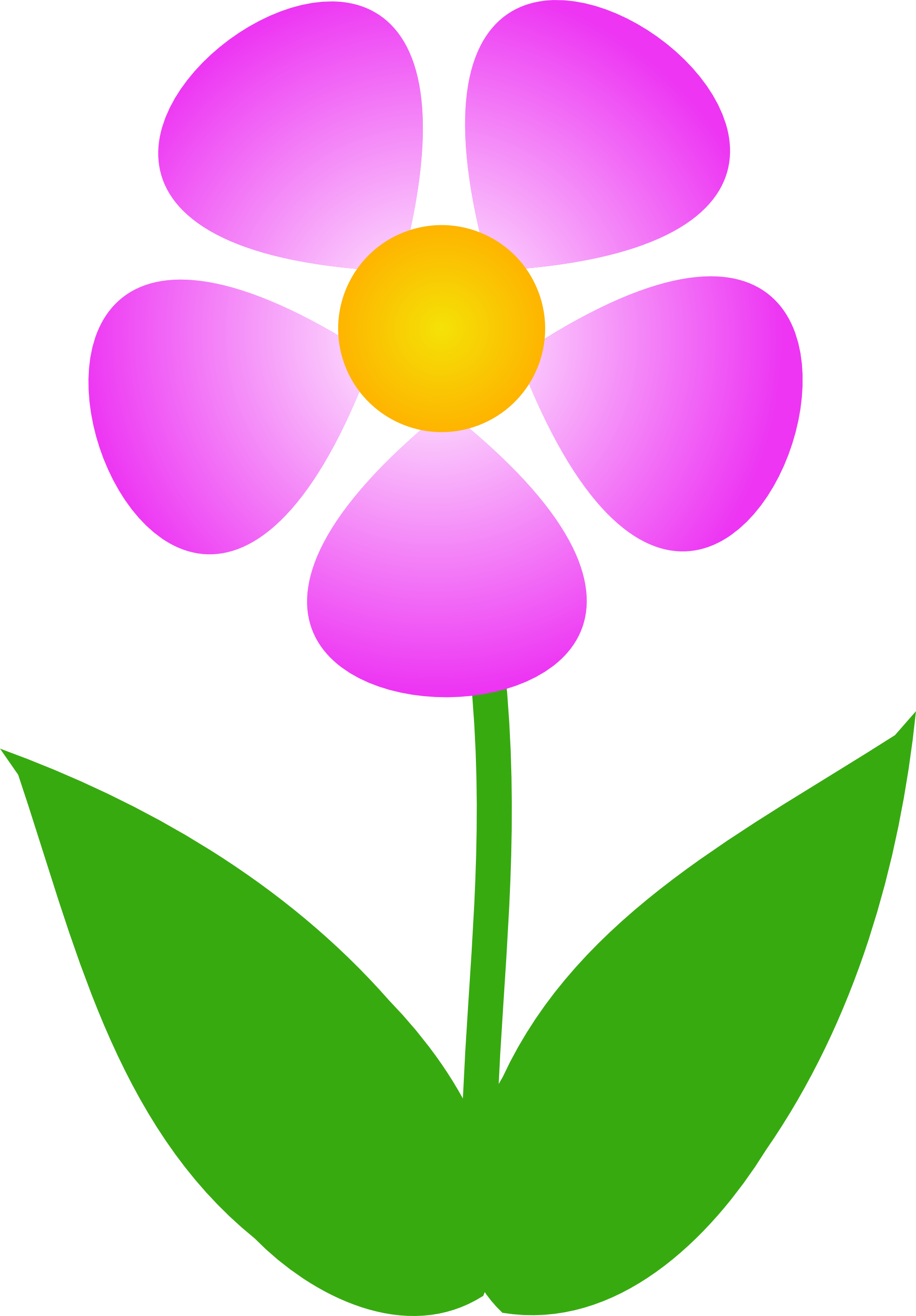 Pink flower with stem clipart