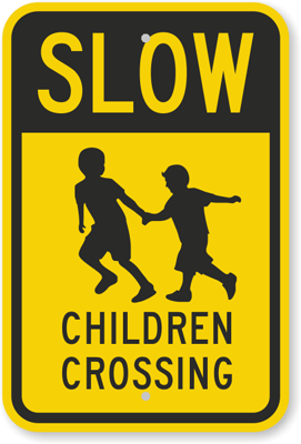 Slow Children Crossing With Graphic Sign - Crossing Sign, SKU: K-5198