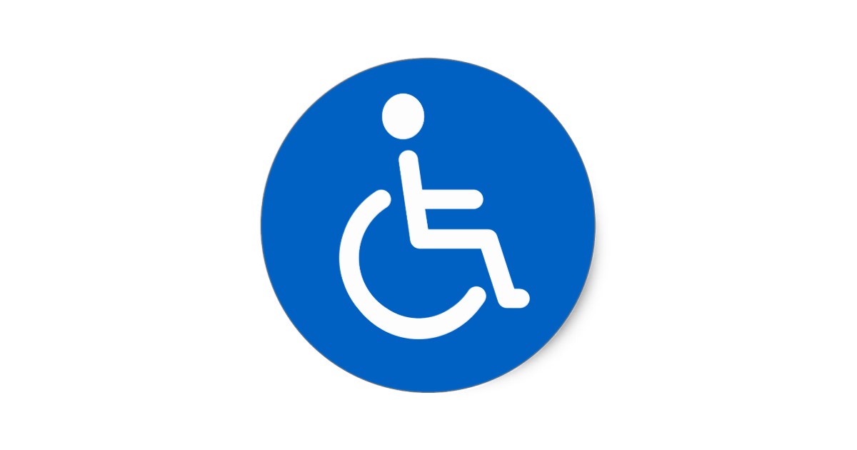 Disabled sign or handicapped symbol blue and white classic round ...