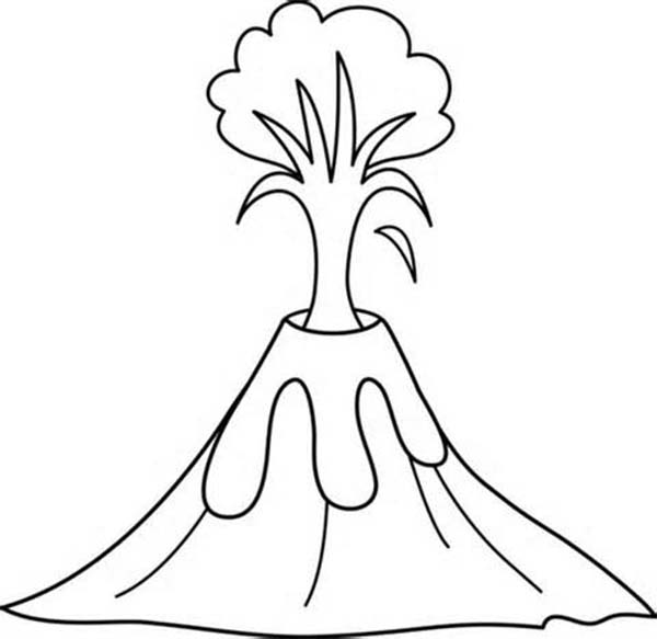 Black and white volcano clipart