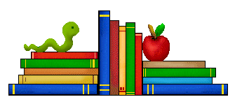 Stack of books with apple clipart