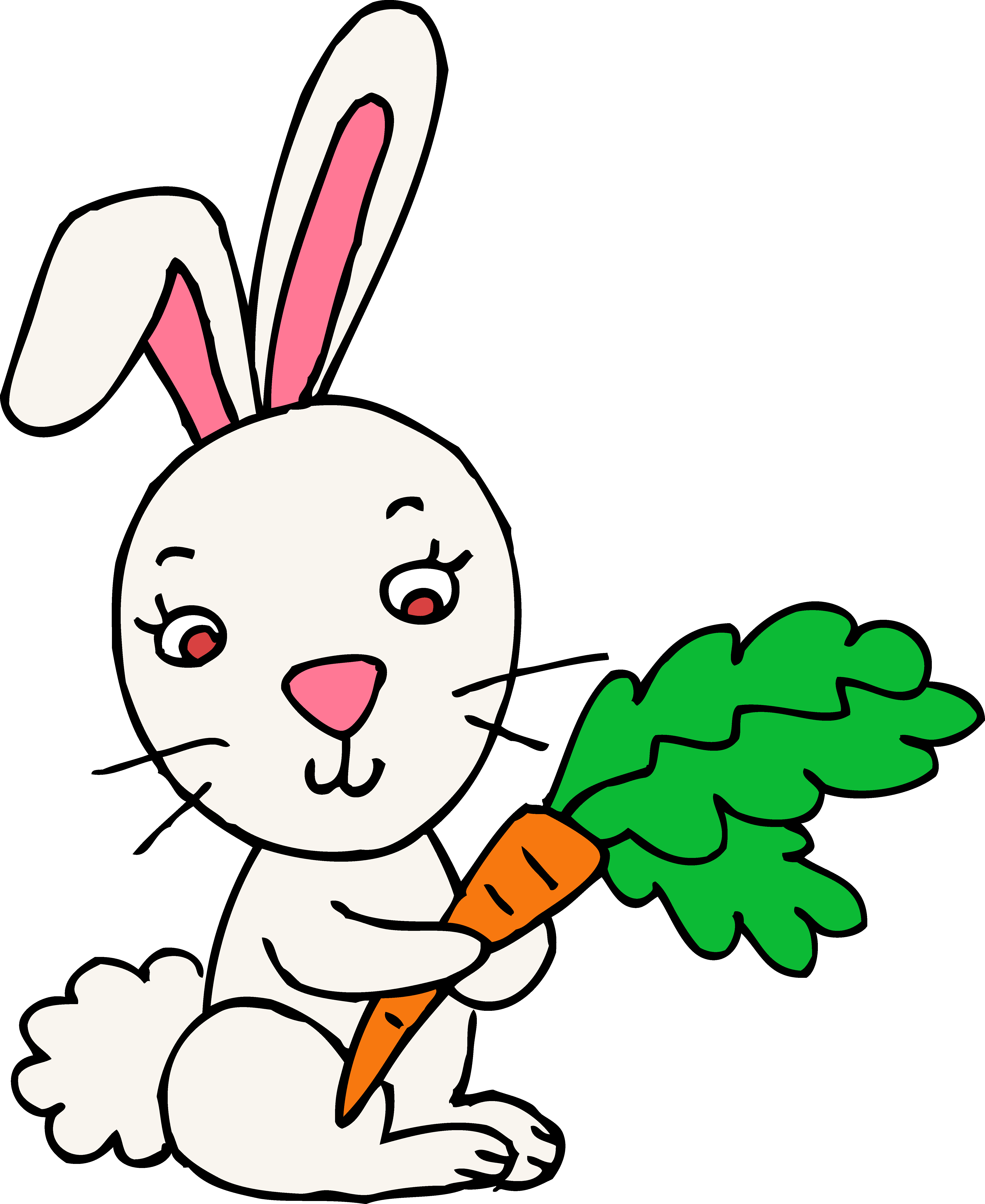Cute rabbit hopping clipart black and white