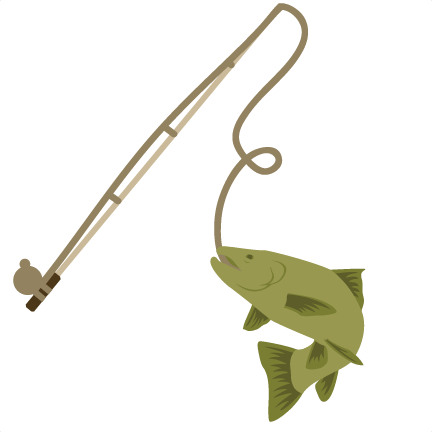 Fishing rod with fish clipart